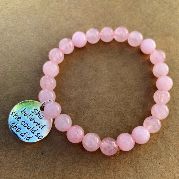 NWT💕Genuine 8mm Rose Quartz Healing Energy Gemstone Crystal Bracelet - Picture 1 of 5